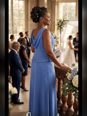 Bella Formals by Venus Periwinkle Polyester Sleeveless Gown size 10 Formal Prom